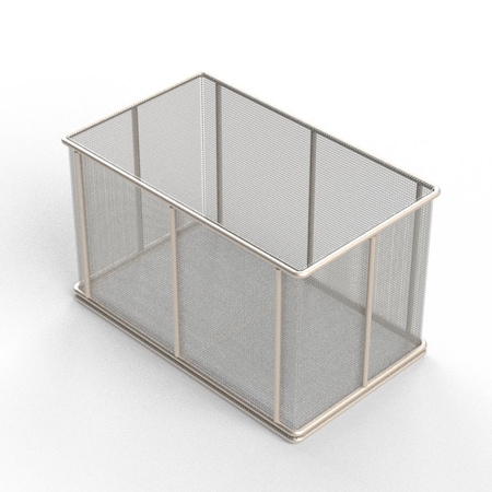 Anysizebasket Rectangular Wire Mesh Basket: 10Lx6Wx6H, 304 SS, 3/16 Rod Frame, No Handles, Mesh: 8 x .047 TMT-100060060-N08S